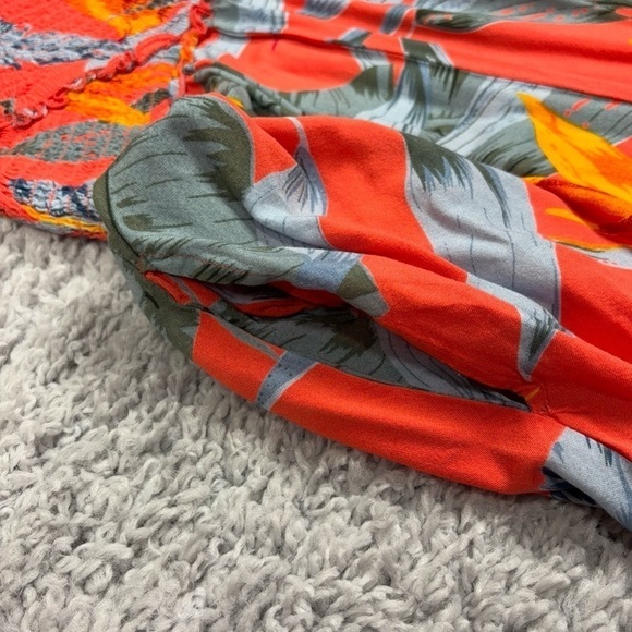 Patrons of Peace Jumpsuit Womens Extra Small Tropical Smocked Top Pockets Wide - Picture 4 of 5